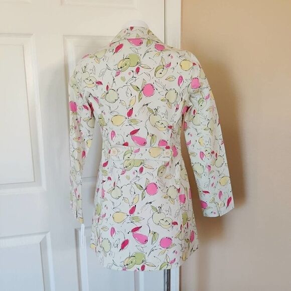 Ann Taylor LOFT apple print trench coat sz SP - Picture 4 of 12